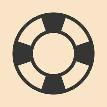 Flat in black and white mobile application lifebuoy Stock Illustration