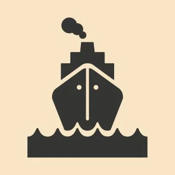 Flat in black and white mobile application motor ship Stock Illustration