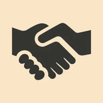 Flat in black and white mobile application handshake Stock Illustration