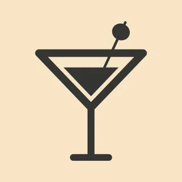 Flat in black and white mobile application martini Stock Illustration