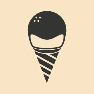 Flat in black and white mobile application ice cream cone Stock Illustration