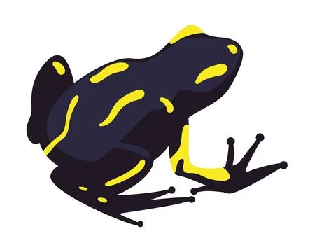 Flat black and yellow toad Stock Illustration