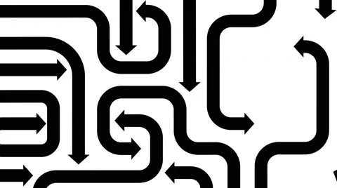 Flat black arrows on a white background, CG animation Stock Footage 65002556