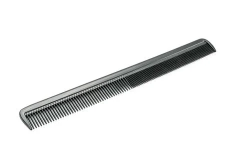 Flat black comb with two kinds of teeth isolated on white background Stock Photos