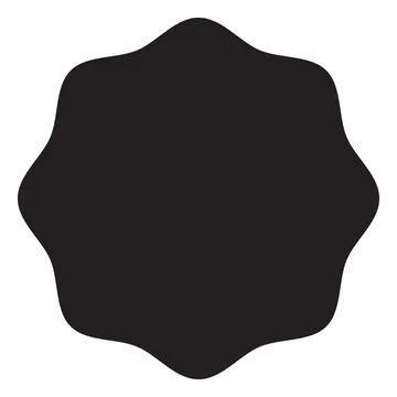 Flat black empty round frame with curved edges. Retro mockup for quality mark Stock Illustration