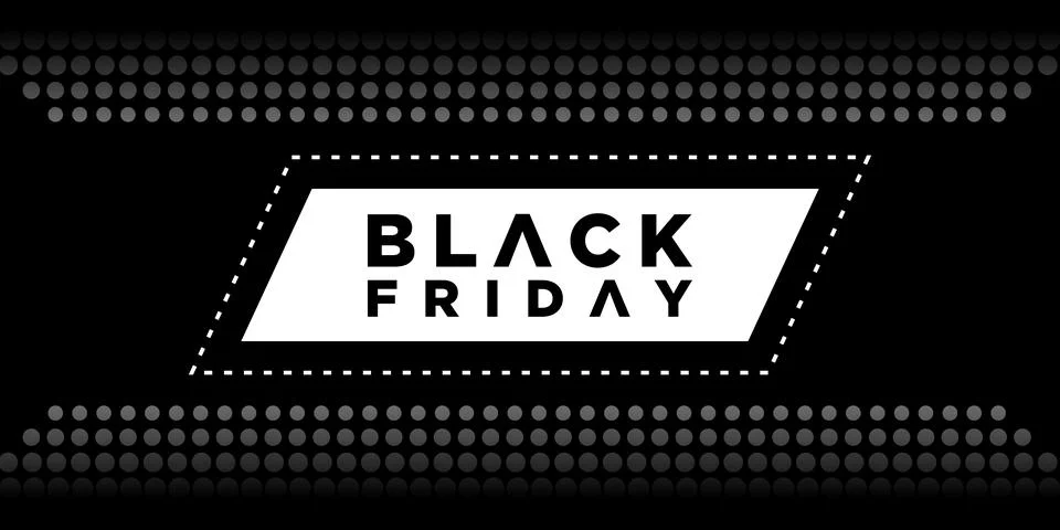 Flat black friday background design with white halftones Stock Illustration