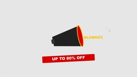 Flat Black Friday Megaphone Speaker Blowout Sale Animation with Transparent Vídeos de archivo 347250220