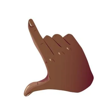 Flat black hand touching screen gesture. African American Pointing Hand like Stock Illustration