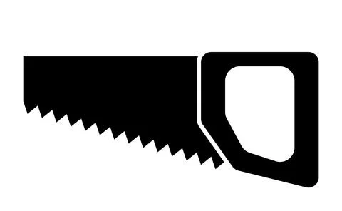 Flat black handsaw isolated isolated on white background Stock Illustration