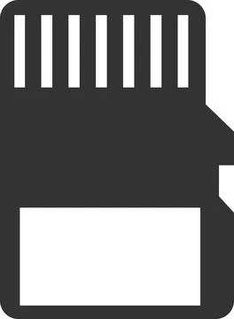 Flat black icon of a vector memory card. Illustrazione stock