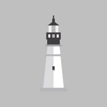 Flat black lighthouse building Stock Illustration