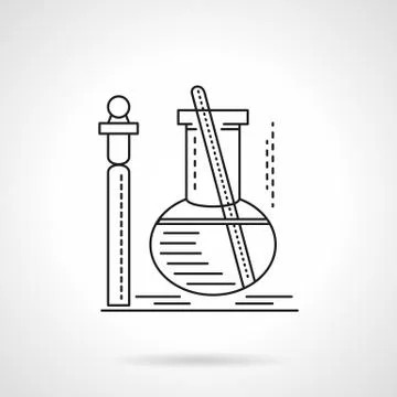 Flat black line laboratory test vector icn Stock Illustration