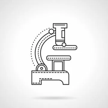 Flat black line microscope vector icon Stock Illustration