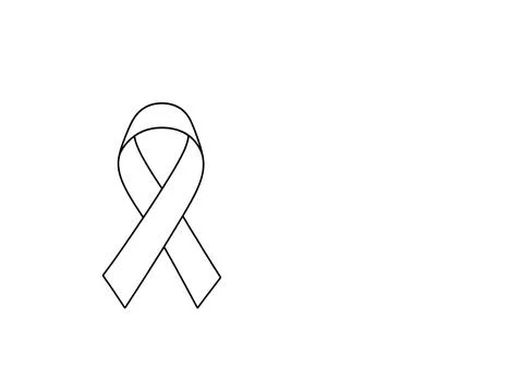 Flat black line vector icon of awareness ribbon isolated on white background for Stock Illustration
