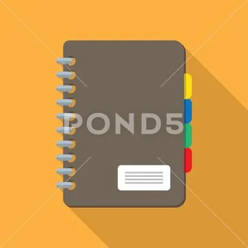 Flat black notepad organizer with bookmarks Stock Illustration