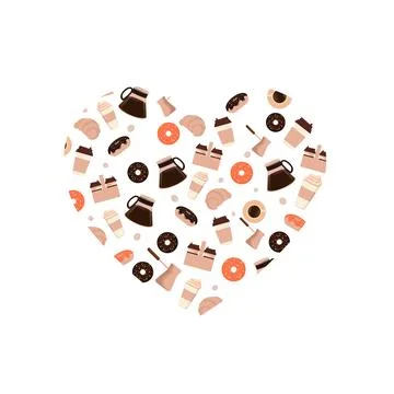 Flat black pattern on white backdrop. Black line icon. Kid graphic. Coffee shop 库存插图