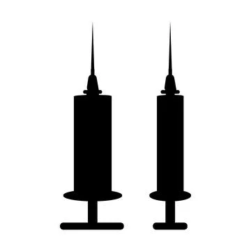 Flat black syringe vector shadow isolated on white background icon set, abstr イラスト素材