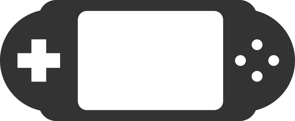 A flat black vector game icon with a screen in your hands. Stock-Illustration