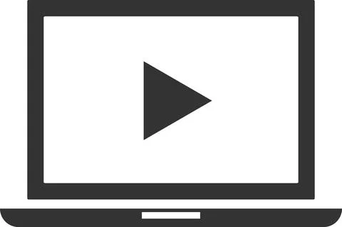 A flat black vector icon of a computer monitor. Illustrazione stock