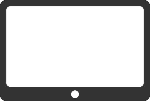 Flat black vector icon of an electronic tablet with a touch screen. Illustrazione stock