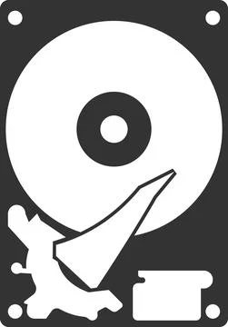 Flat black vector icon of the hard disk. Stock Illustration