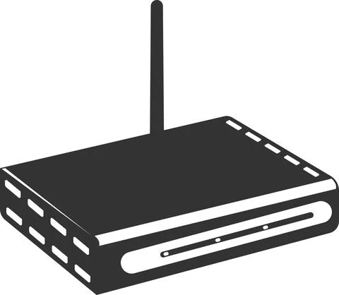 The flat black vector icon of the router. Illustrazione stock