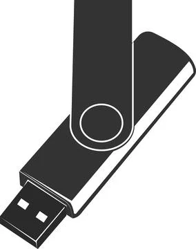 Flat black vector icon of a USB drive. Stock Illustration