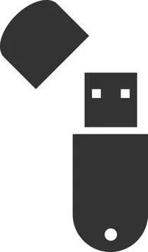 Flat black vector icon of a USB drive. Stock Illustration