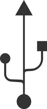 Flat black vector icon USB vector symbol. Stock Illustration