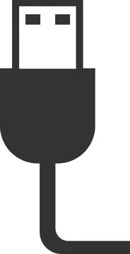 Flat black vector icon of a wire for charging equipment. Stock Illustration