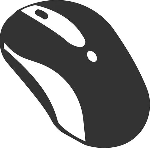 Flat black vector icon of a wireless computer mouse. Illustrazione stock