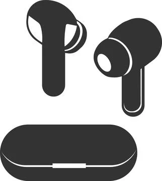 Flat black vector icon of wireless headphones. Stock Illustration