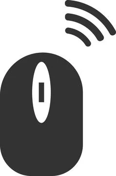 Flat black vector icon of a wireless computer mouse. Flat black vector icon of a Stock Illustration