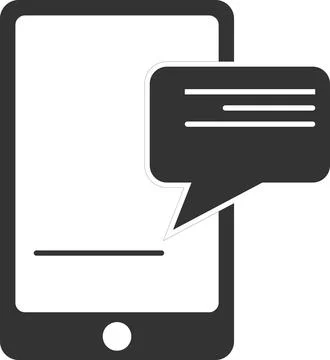 Flat black vector tablet icon with a message. Stock Illustration