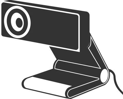 Flat black vector webcam icon for video transmission. Stock Illustration