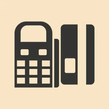 Flat in black white card terminal and card Stock Illustration