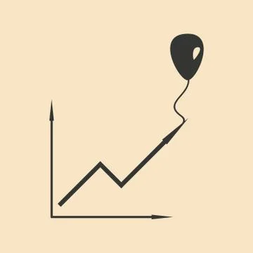 Flat in black white chart and balloon Stock Illustration