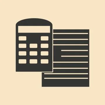 Flat in black white contract and calculator Stock Illustration