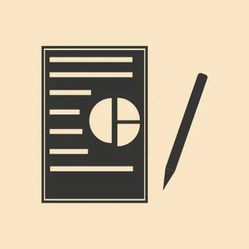 Flat in black white contract and pen Stock Illustration