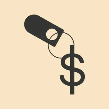 Flat in black white dollar and Keychain Stock Illustration