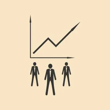 Flat in black white Economic graph and people Stock Illustration