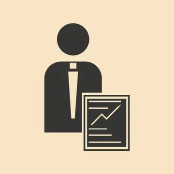 Flat in black white man and contract Illustration