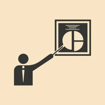 Flat in black white Man and chart Stock Illustration