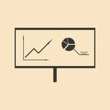 Flat in black white presentation of graphs and charts Stock Illustration