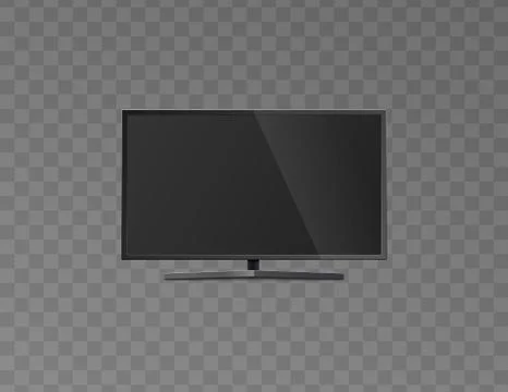 Flat blank black screen of lcd TV realistic mockup vector illustration isolated. Stock Illustration