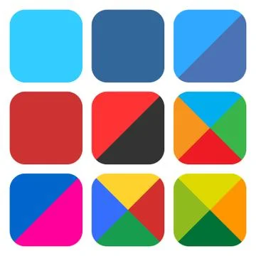 Flat blank rounded square icon set web button Stock Illustration