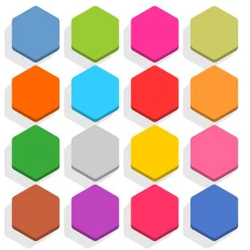 Flat blank web button hexagon icon set with shadow Stock-Illustration