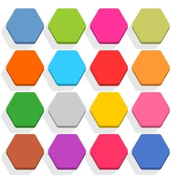 Flat blank web button hexagon icon set with shadow Illustrazione stock