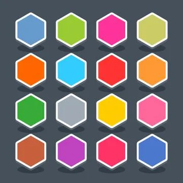 Flat blank web button hexagon icon with shadow Illustrazione stock