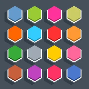 Flat blank web button hexagon icon with shadow Stock Illustration